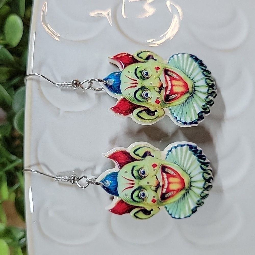 Creepy Clown Drop Earrings